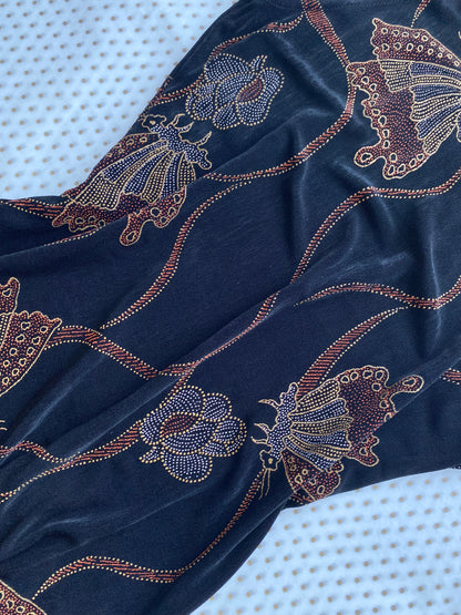 Black stretch butteryfly print y2k maxi dress UK 10/12