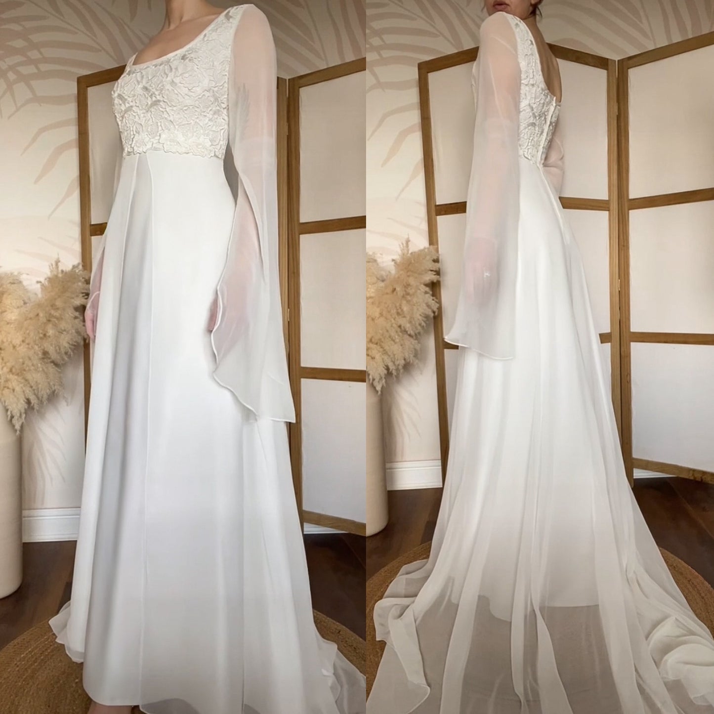 Ethereal lace long sleeve wedding dress uk 12