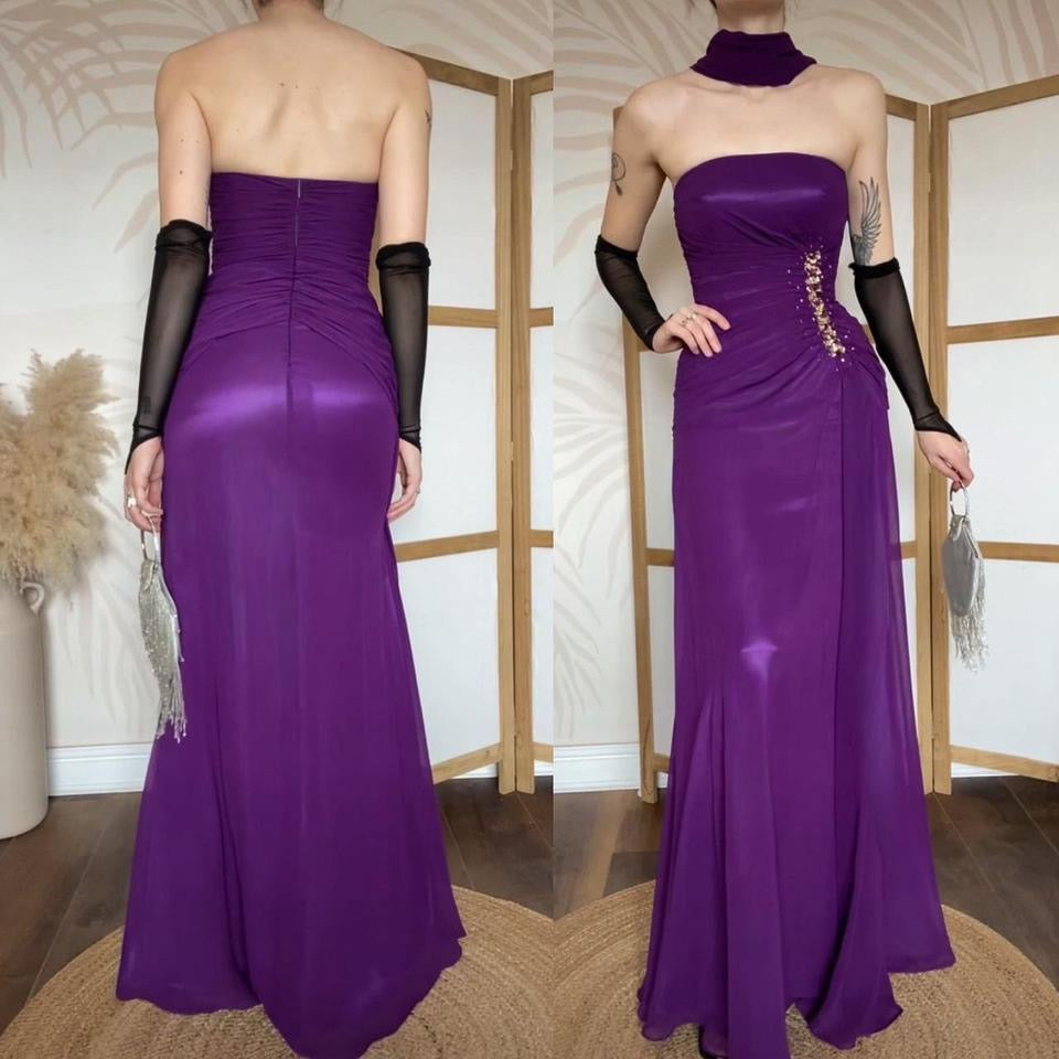 Goya purple strapless prom dress uk 12 available