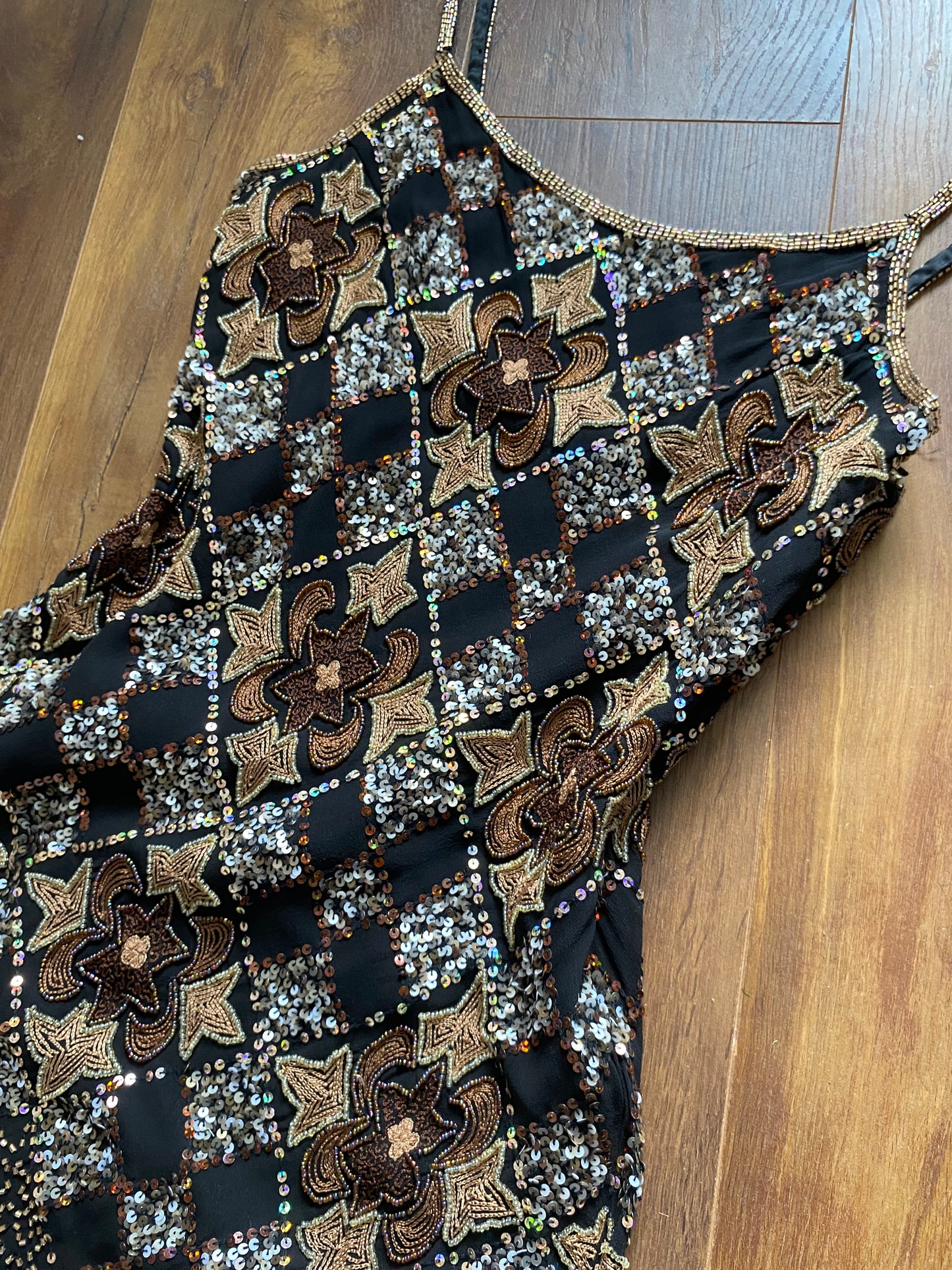 Aftershock silk beaded & sequin evening dress uk 12