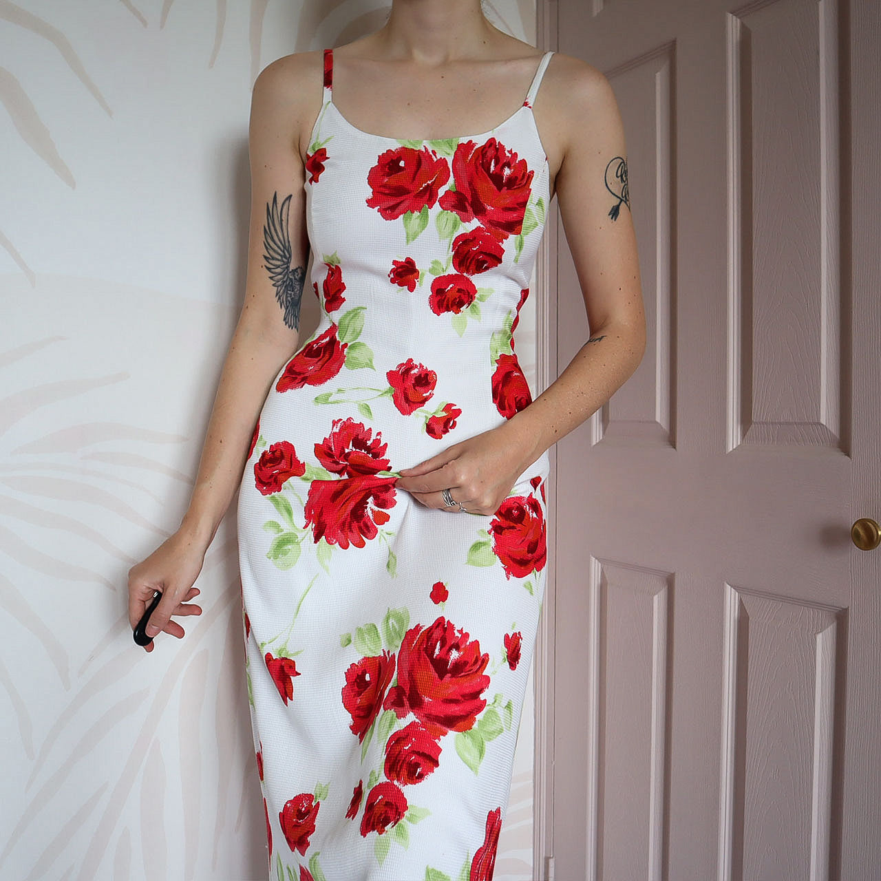 White floral Laura Ashley summer maxi dress UK 12