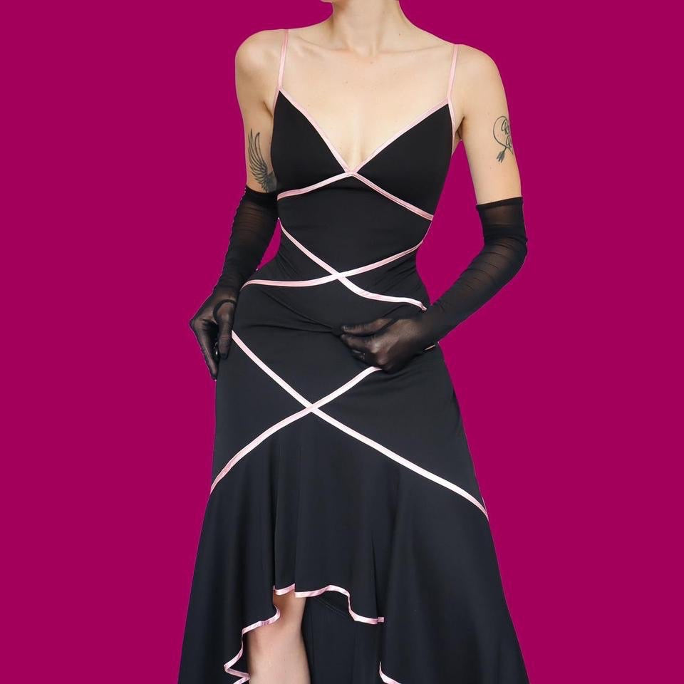 Black & pink evening dress UK 10