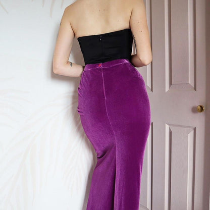 Frank Usher purple velvet maxi skirt UK 10