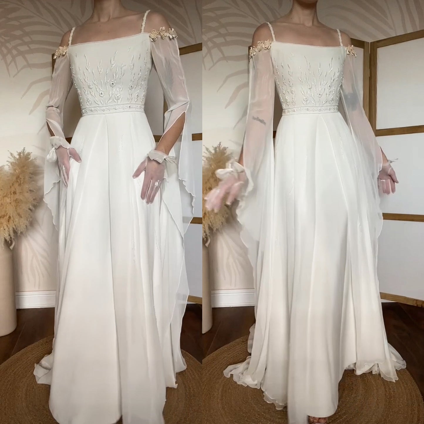 Ivory ethereal long sleeve wedding dress uk 10