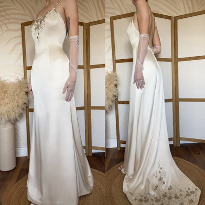 100% silk Carol Li Couture ivory low back wedding dress uk 10
