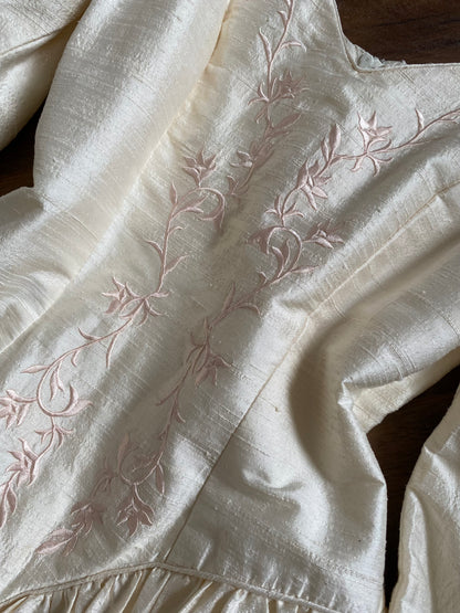 Ivory 80s 100% silk long sleeve wedding dress uk 10