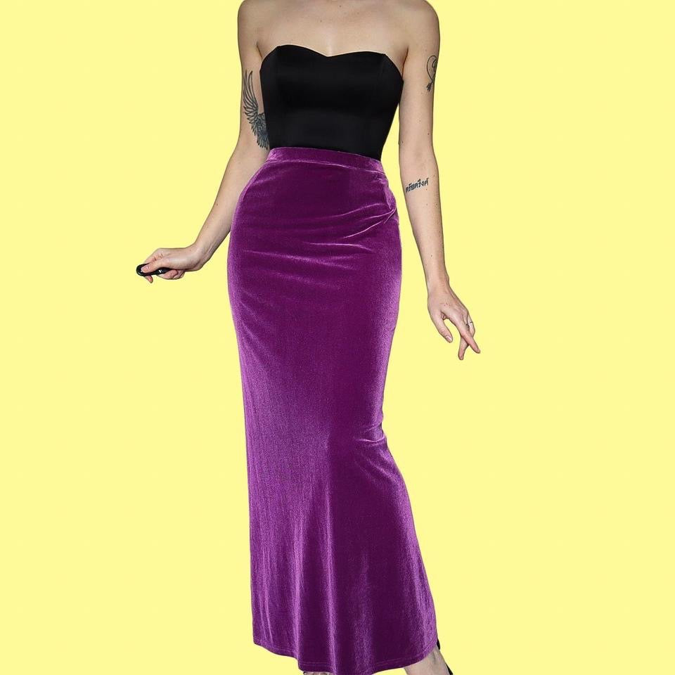 Frank Usher purple velvet maxi skirt UK 10