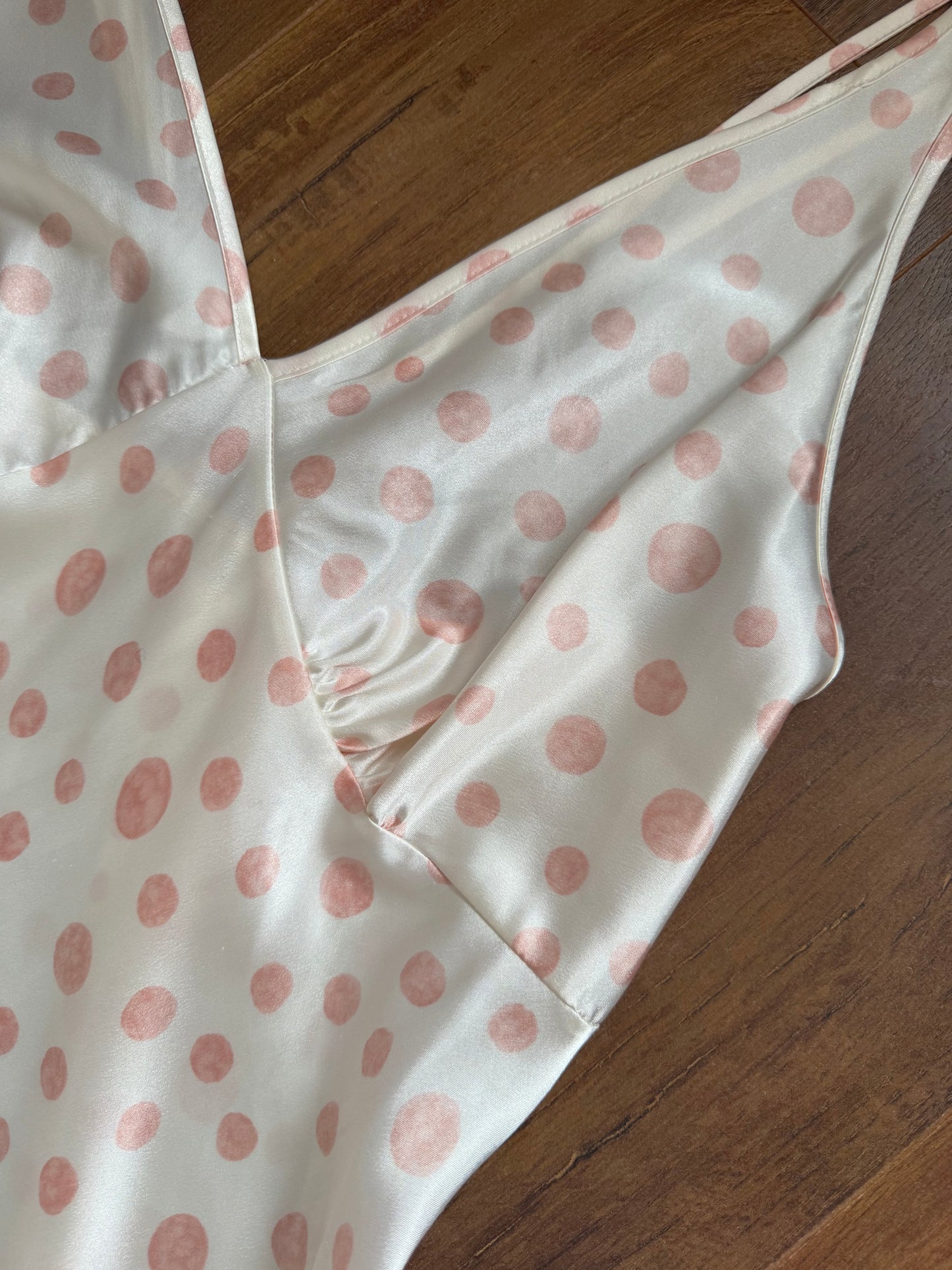 Pink polka dot satin slip dress uk 14-16