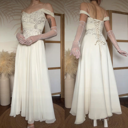 Amanda Wyatt ivory off shoulder wedding dress uk 10
