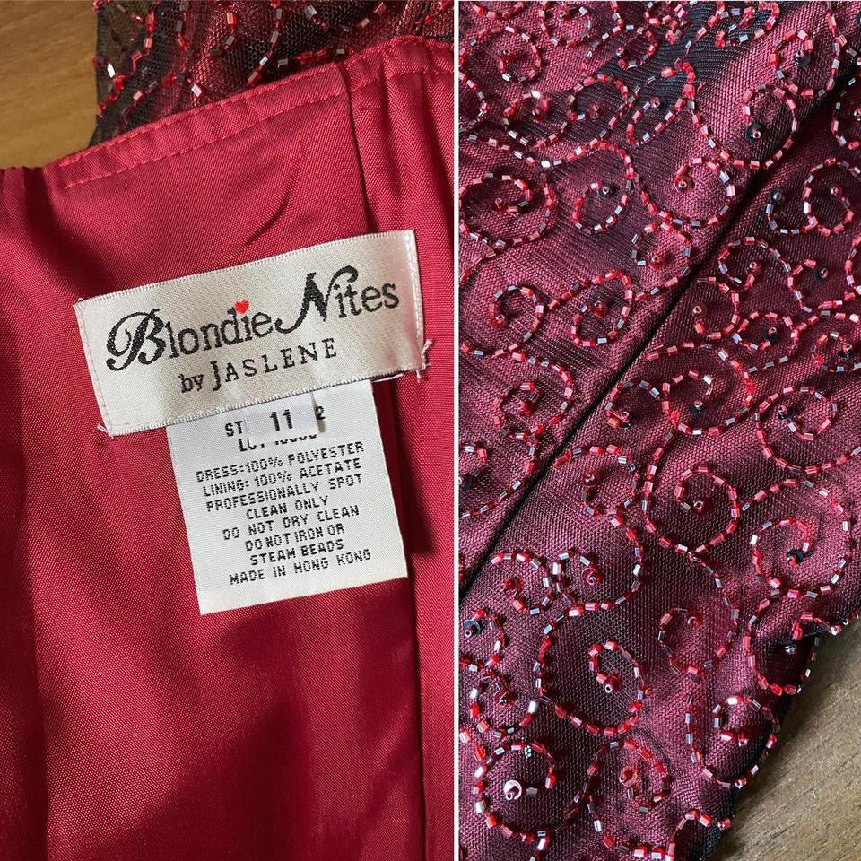 Blondie Nites dark red beaded a-line prom dress uk 12