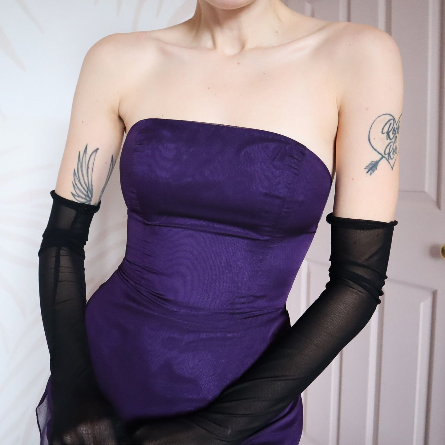 Purple strapless layered gown UK 10