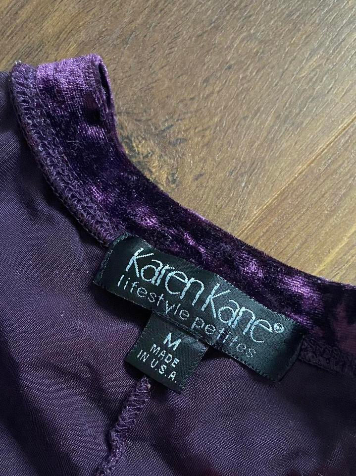 Karen Kane purple velvet petite dress uk 12