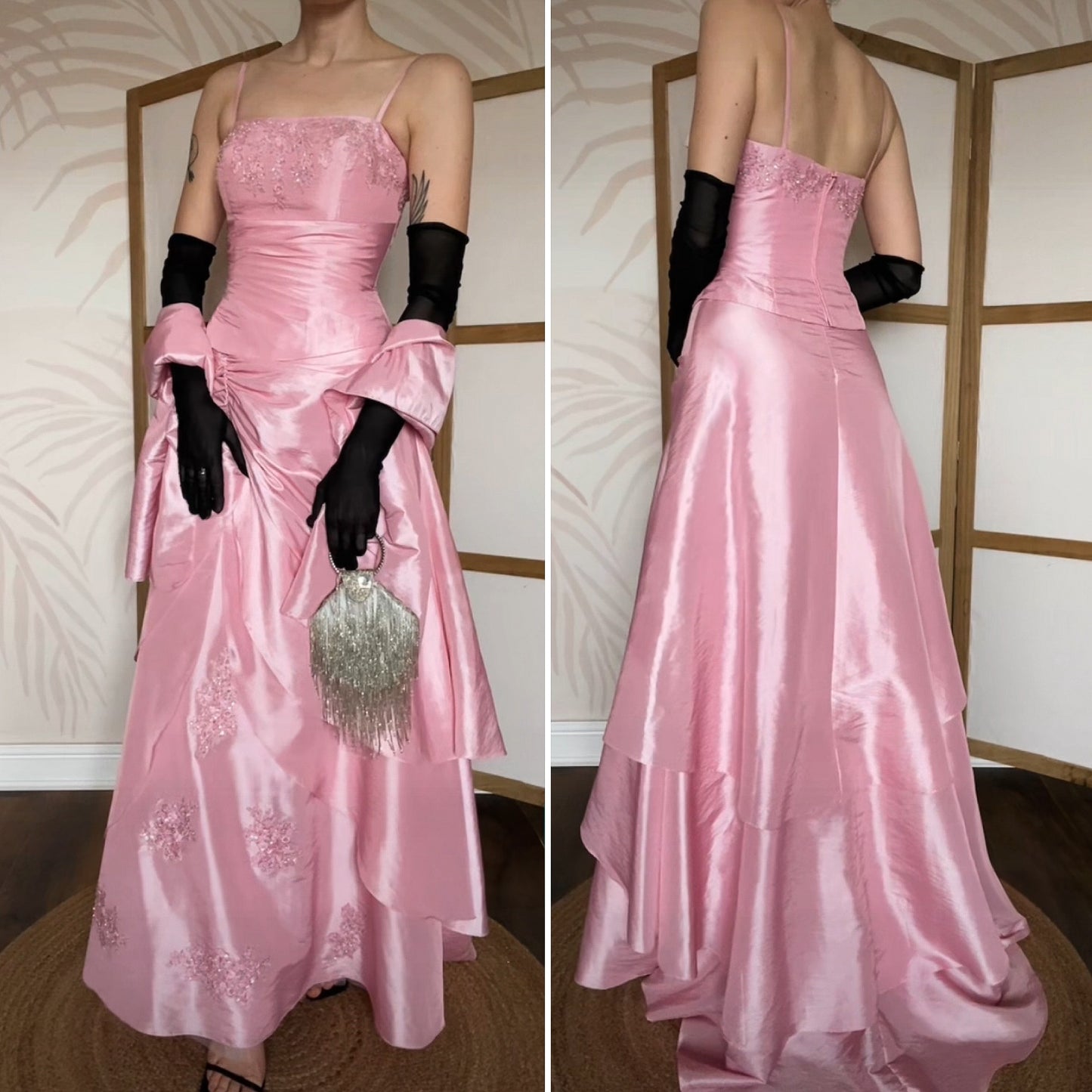 Baby pink 3-piece top/skirt & shawl prom set uk 8-10