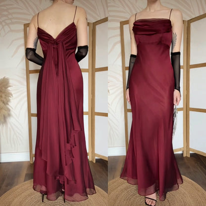 Burgundy chiffon Betsy & Adam prom dress uk 10-12