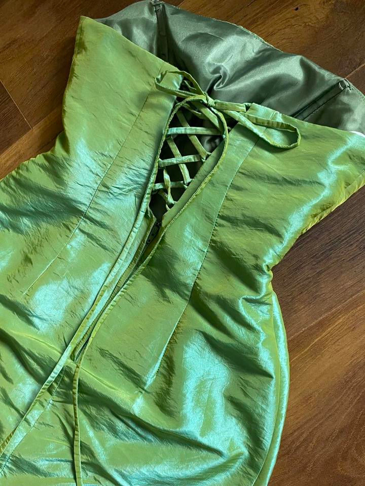 Jora green strapless prom dress & shawl uk 12