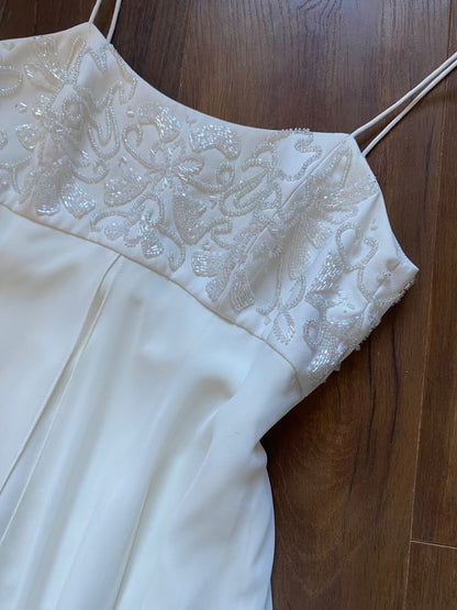 White empire waist beaded wedding dress uk 10