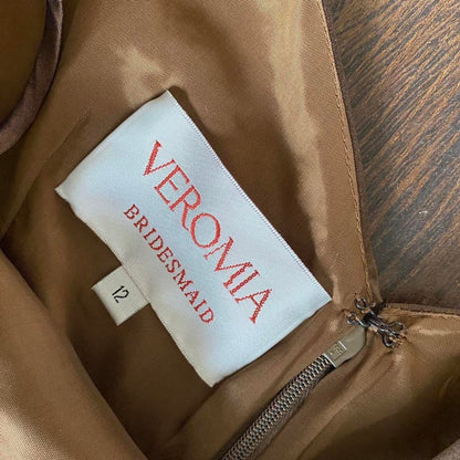 Veromia brown satin a-line gown UK 10