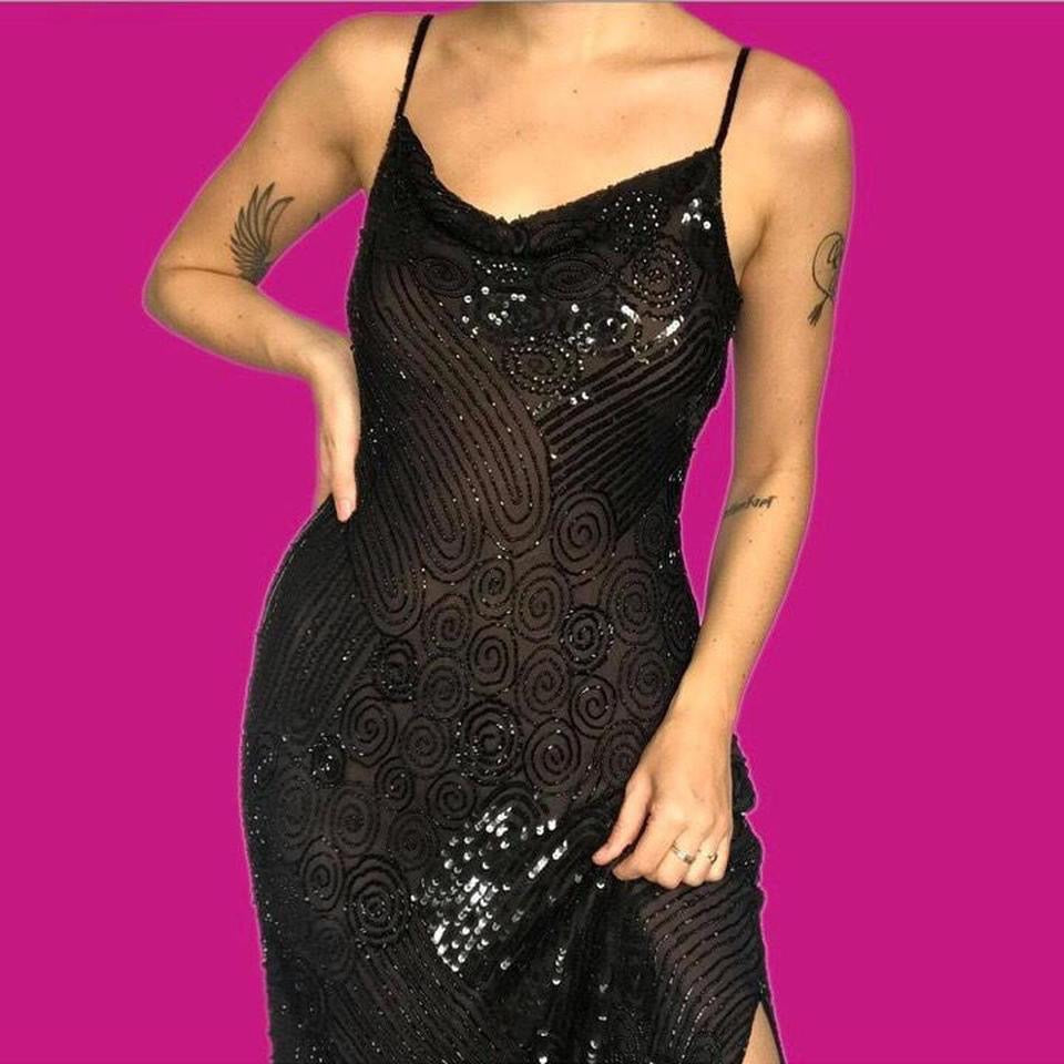 Monsoon 100% silk sequin midi dress UK 10