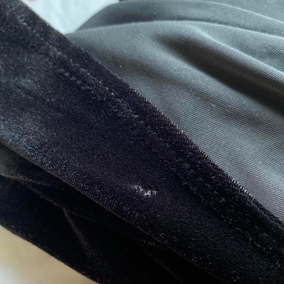 Long sleeve black velvet stretch evening dress UK 14