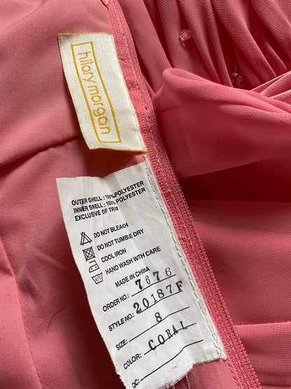 Bright coral Hilary Morgan evening gown UK 8