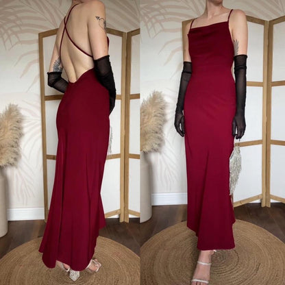 Dawn Stretton burgundy open back evening dress uk 8