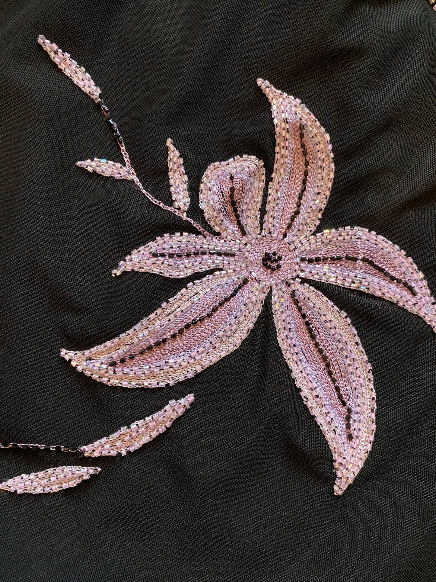 Black stretch beaded midi dress UK 12