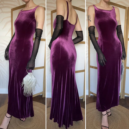 Purple Richards velvet stretch evening dress UK 10-12
