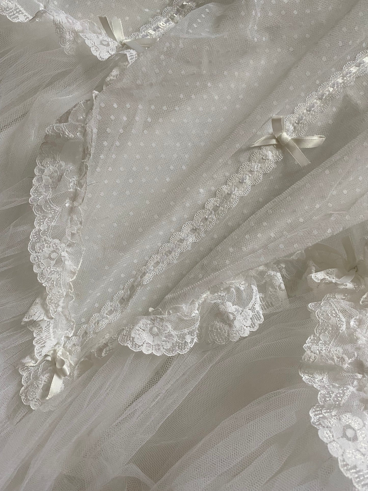 Vintage Ellis 70s white polka dot lace wedding dress uk 10-12