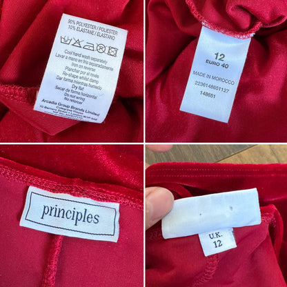 Red velvet stretch evening dress uk 12-14