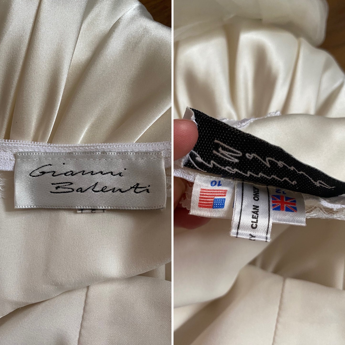 Gianni Balenti ivory satin 80s wedding dress uk 10