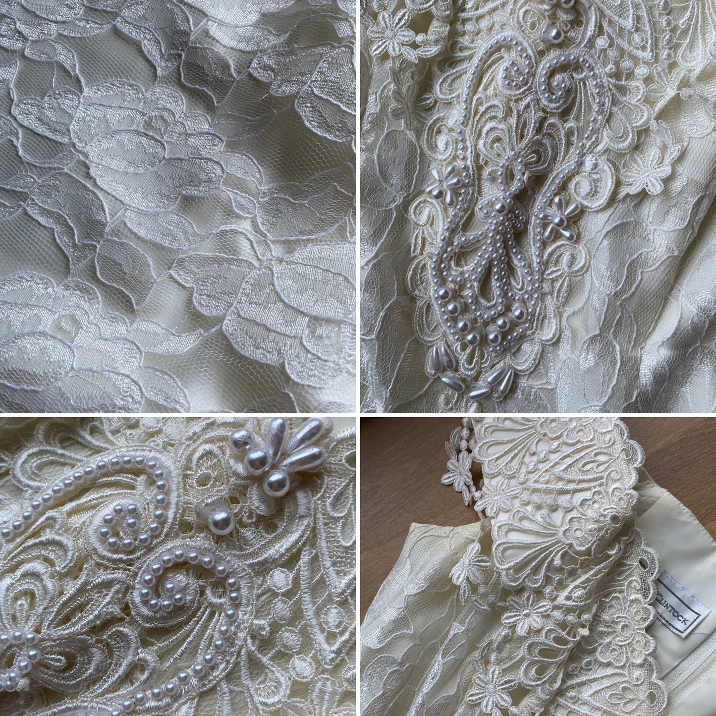 Scott McClintock petite ivory lace cold shoulder wedding dress uk 10-12