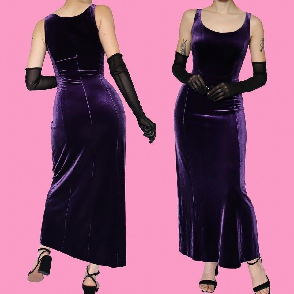 Laura Ashley purple stretch dress UK 16-18