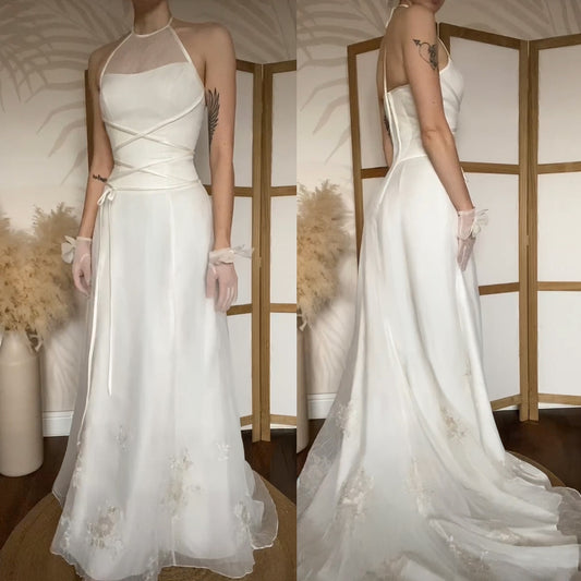 Pronuptia ivory halter neck wedding dress uk 8