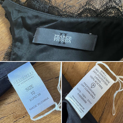Black lace beaded open back evening dress uk 10