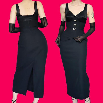 Black fitted diamanté evening dress UK 14