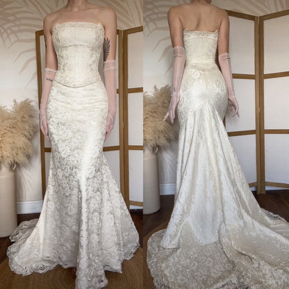 Ivory lace 2-piece corset & skirt wedding set uk 10