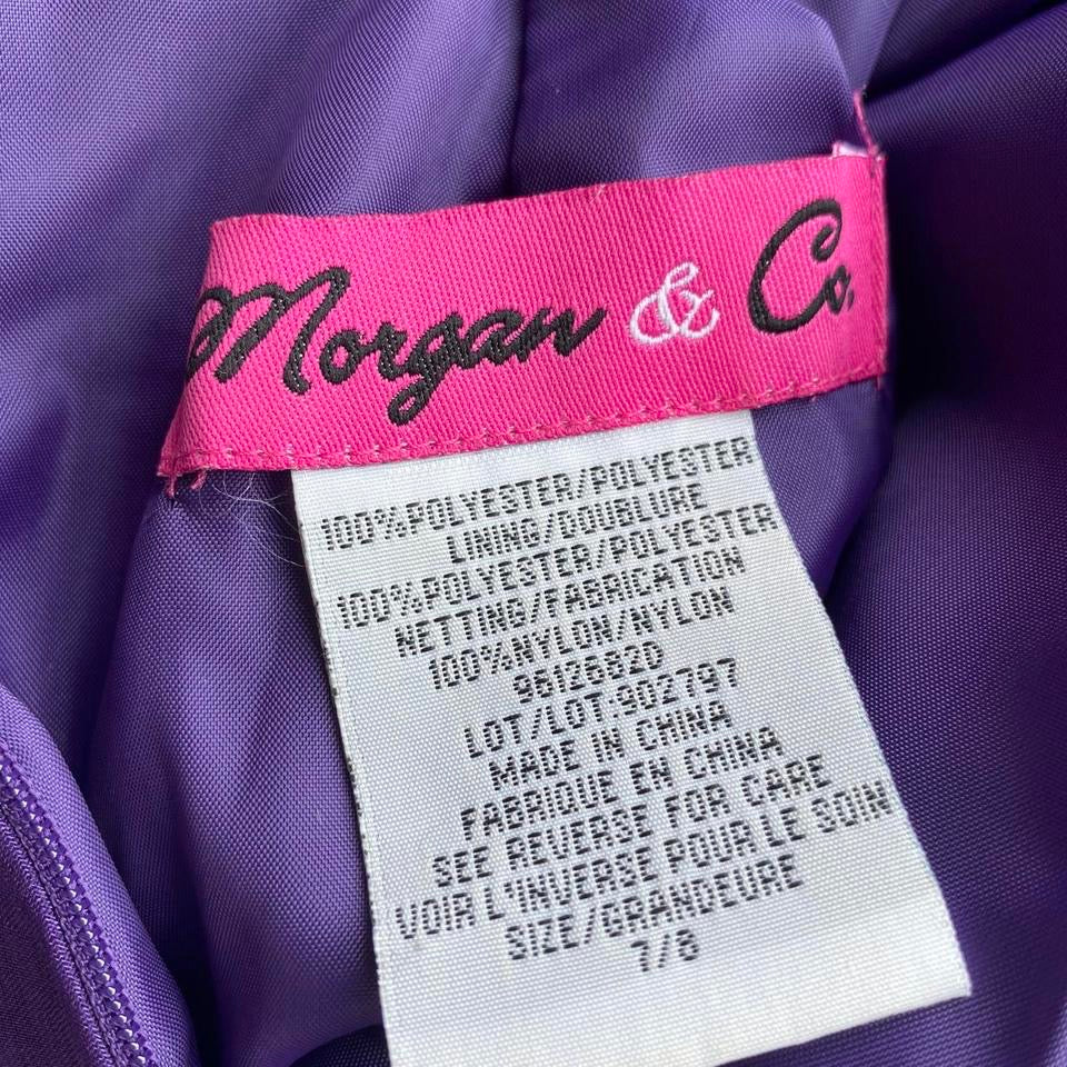 Purple Morgan & Co glittery strapless evening gown UK 10