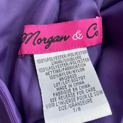 Purple Morgan & Co glittery strapless evening gown UK 10