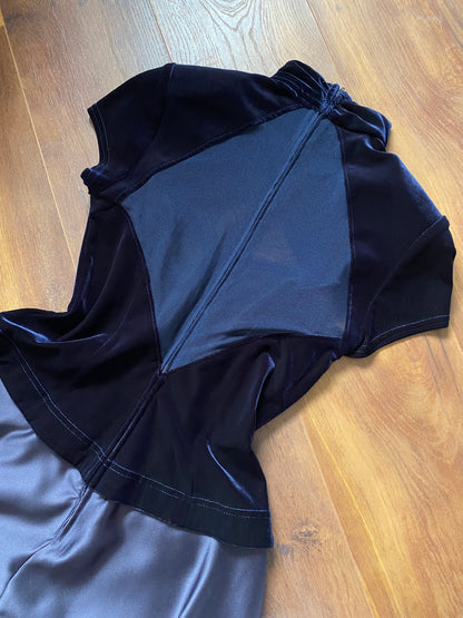 Tadashi navy high neck a-line evening dress uk 10