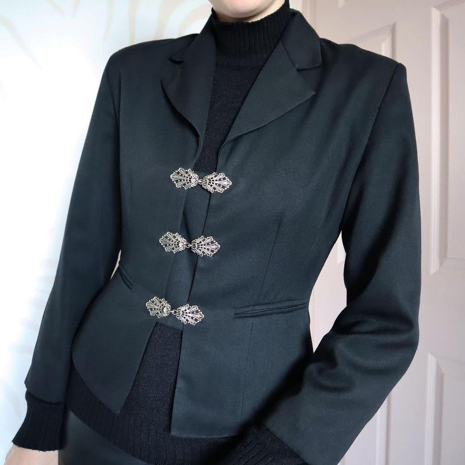 Black fitted detail evening jacket UK 10