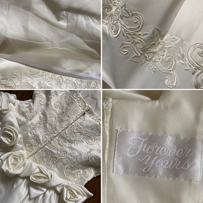 Vintage ivory wedding dress with detachable train uk 8-10