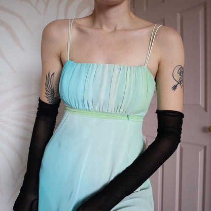 Debut Green & Blue Midi Summer Party Dress UK Size 10