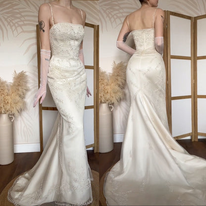 Ivory Benjamin Roberts lace wedding dress uk 12