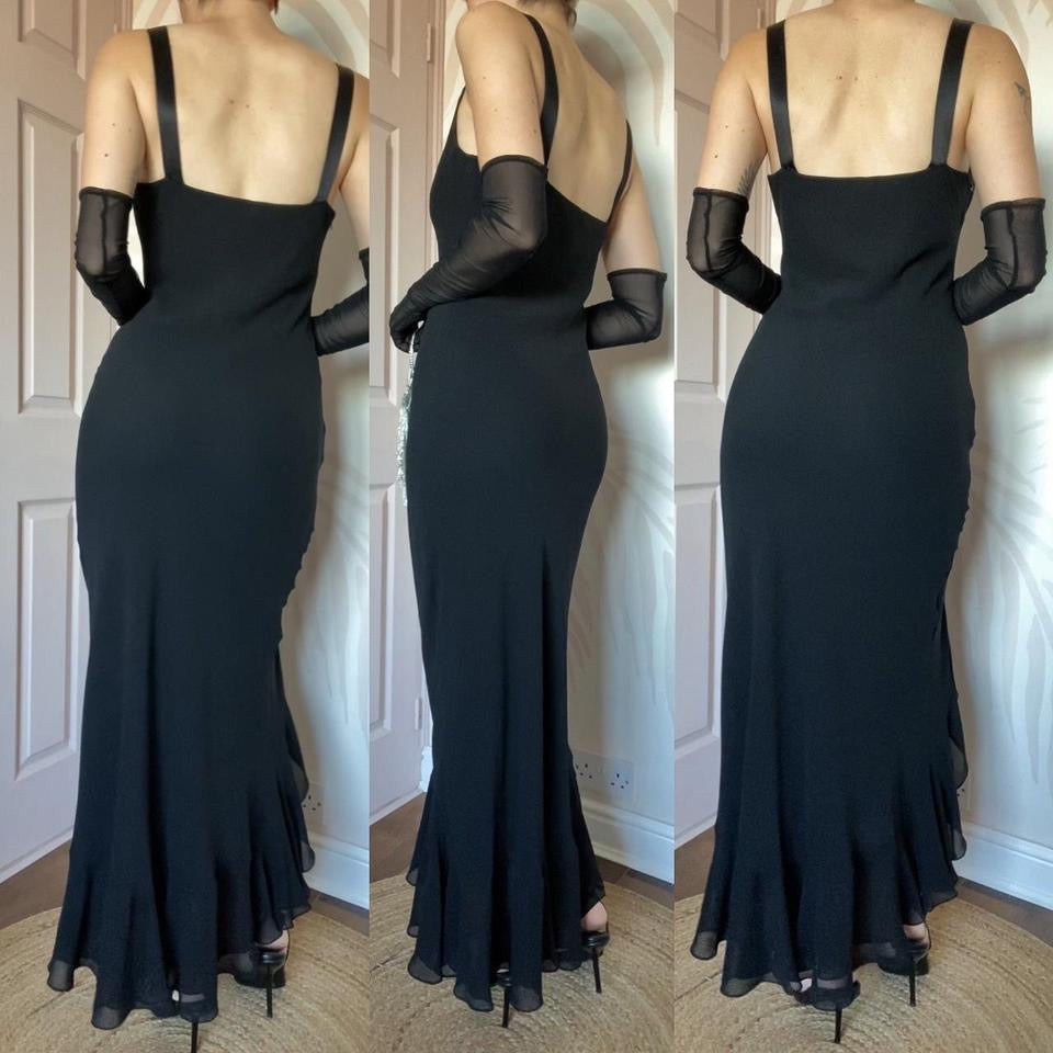 Black chiffon evening dress UK 12