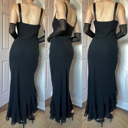 Black chiffon evening dress UK 12