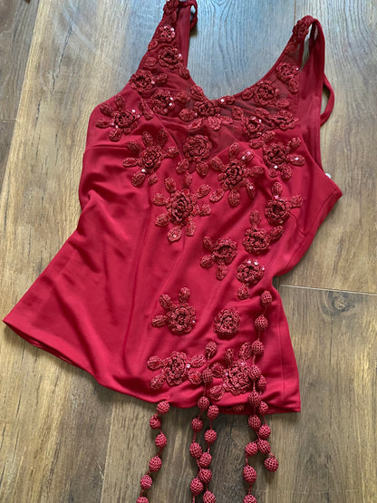 Dusk red 2 piece trousers & top set UK 10