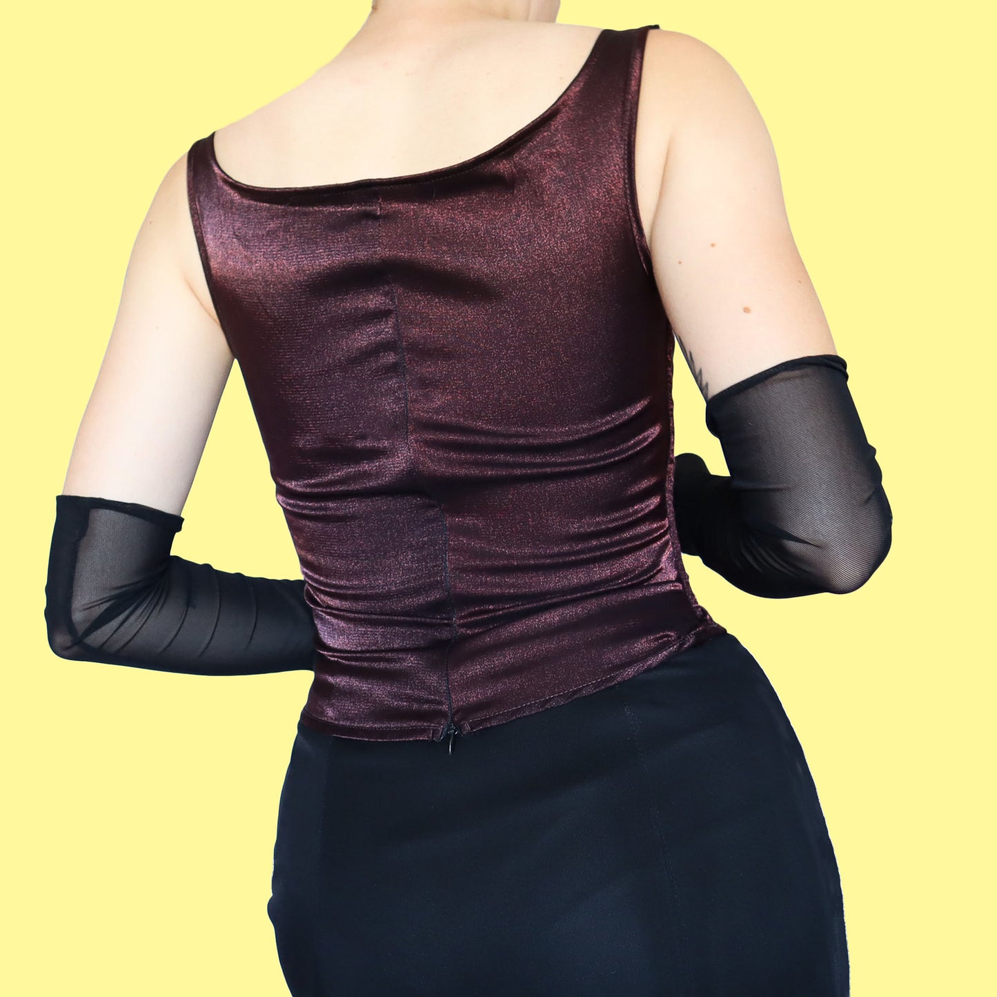 Silky stretch lace up corset top UK 10-12