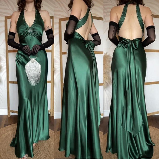 Niki Livas green satin prom dress uk 10