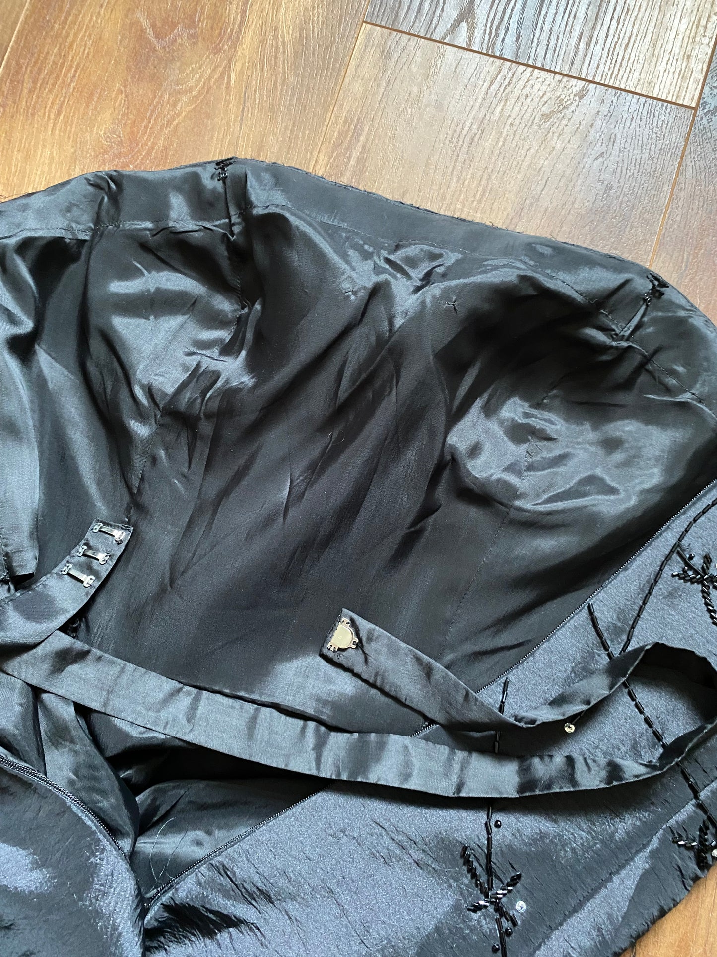 Christine Elizabeth black strapless a-line prom dress UK 14