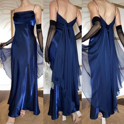 Navy silky evening dress uk 14-16